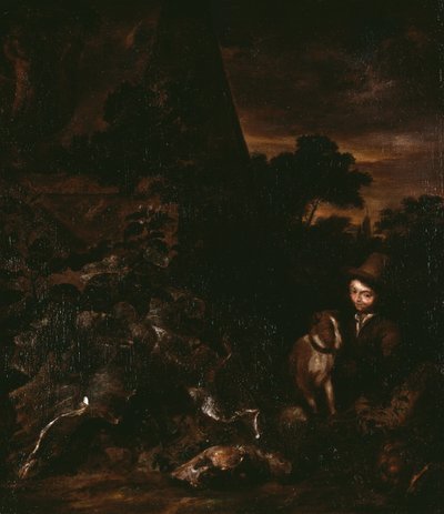 Landscape with Sportsman by Arnold Houbraken